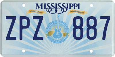 MS license plate ZPZ887