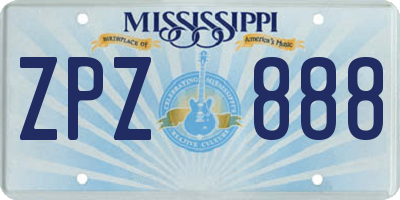 MS license plate ZPZ888