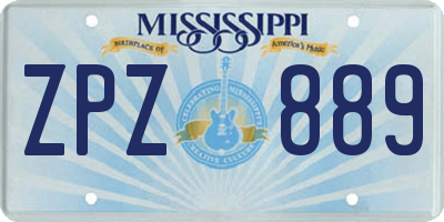 MS license plate ZPZ889