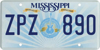 MS license plate ZPZ890