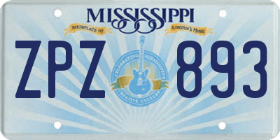 MS license plate ZPZ893