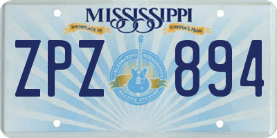 MS license plate ZPZ894