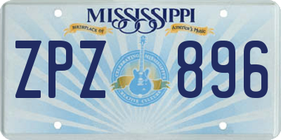 MS license plate ZPZ896