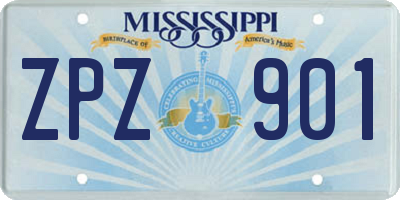 MS license plate ZPZ901