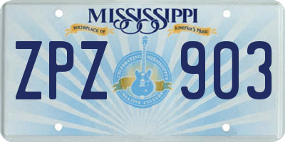 MS license plate ZPZ903