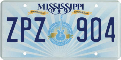 MS license plate ZPZ904