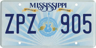 MS license plate ZPZ905