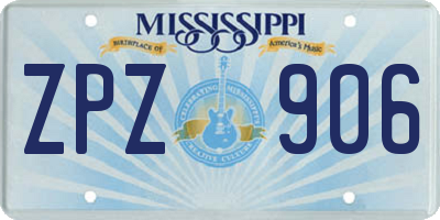 MS license plate ZPZ906