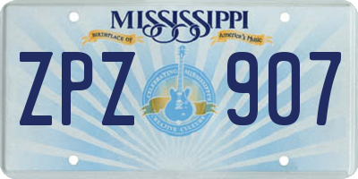 MS license plate ZPZ907