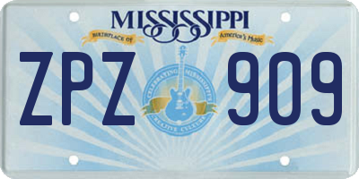 MS license plate ZPZ909