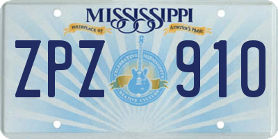 MS license plate ZPZ910