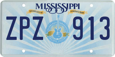 MS license plate ZPZ913