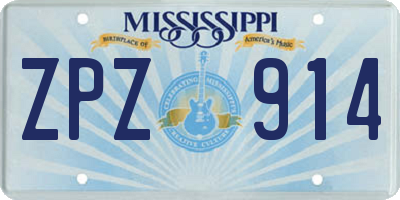 MS license plate ZPZ914