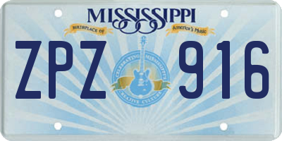 MS license plate ZPZ916