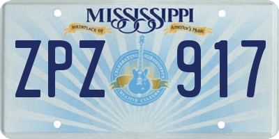 MS license plate ZPZ917