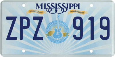 MS license plate ZPZ919