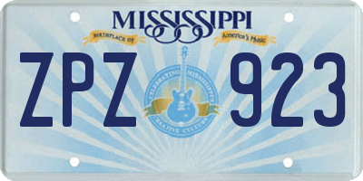 MS license plate ZPZ923