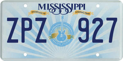 MS license plate ZPZ927