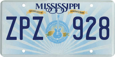 MS license plate ZPZ928