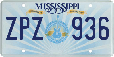 MS license plate ZPZ936