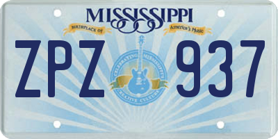 MS license plate ZPZ937