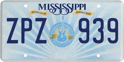 MS license plate ZPZ939