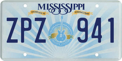 MS license plate ZPZ941