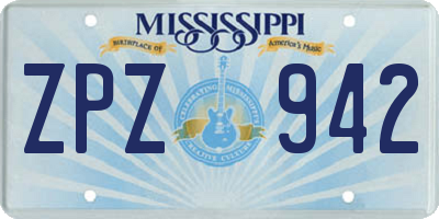 MS license plate ZPZ942