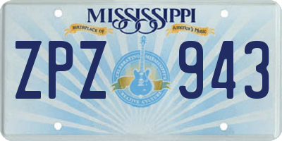 MS license plate ZPZ943