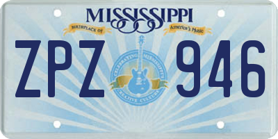 MS license plate ZPZ946