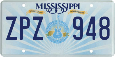 MS license plate ZPZ948