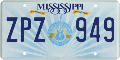 MS license plate ZPZ949