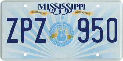 MS license plate ZPZ950