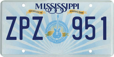 MS license plate ZPZ951