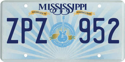 MS license plate ZPZ952