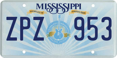 MS license plate ZPZ953
