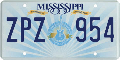MS license plate ZPZ954