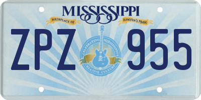 MS license plate ZPZ955