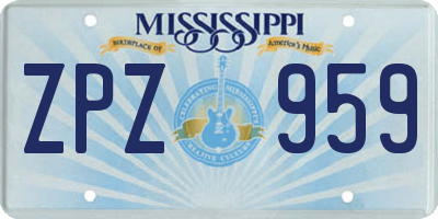 MS license plate ZPZ959