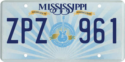 MS license plate ZPZ961