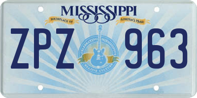MS license plate ZPZ963