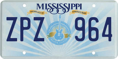 MS license plate ZPZ964