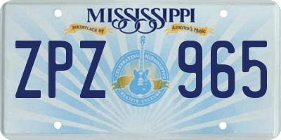 MS license plate ZPZ965