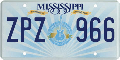 MS license plate ZPZ966