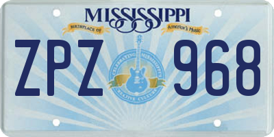 MS license plate ZPZ968