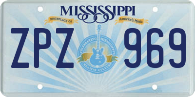MS license plate ZPZ969
