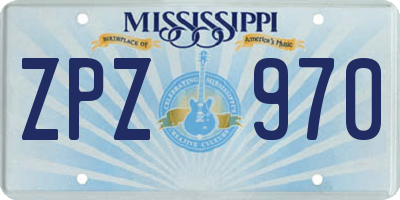 MS license plate ZPZ970