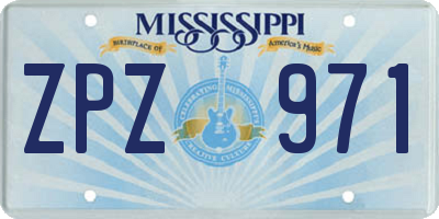 MS license plate ZPZ971