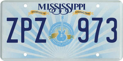 MS license plate ZPZ973
