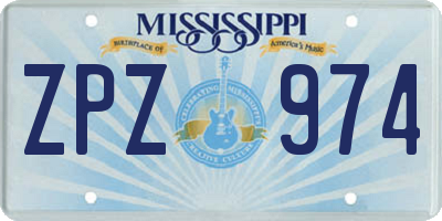 MS license plate ZPZ974
